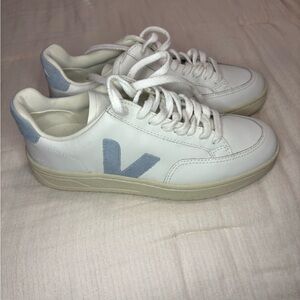 Veja White and Light Blue Sneakers